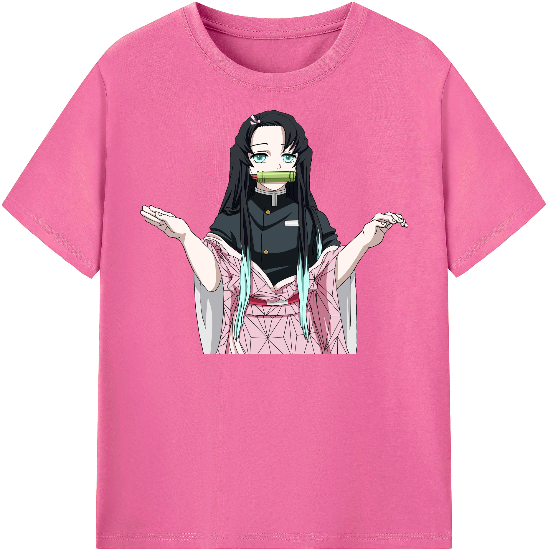 （画像用） 鬼滅の刃（きめつのやいば）竈門 禰󠄀豆子／かまど ねずこ Kamado Nezuko レディースカジュアルプリントTシャツ（綿100％）